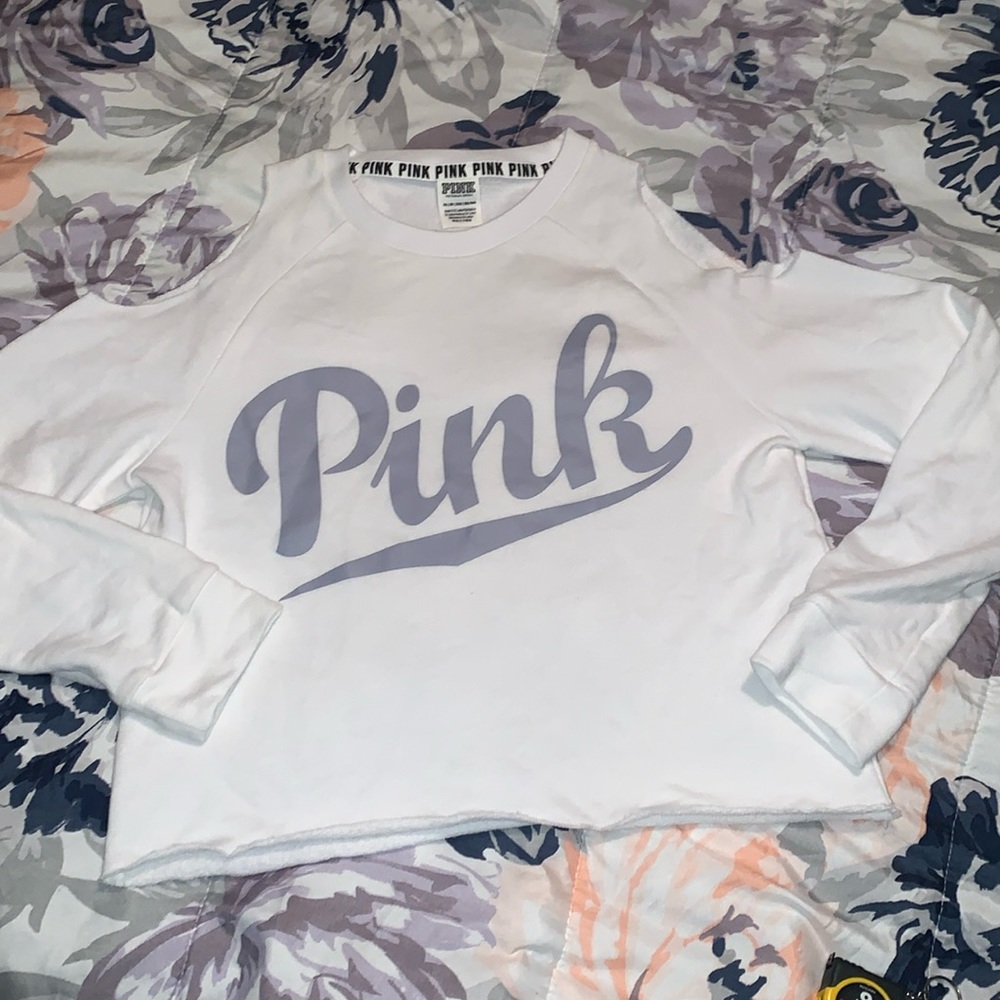 NWOT VS PINK open shoulder cropped sweatshirt